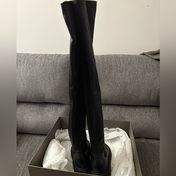BNIB AUTHENTIC RICK OWENS BLACK LEATHER OVER THE KNEE BOOT - Picture 7 of 16